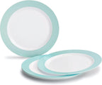 " OCCASIONS " 120 Plates Pack, Disposable Wedding Party Plastic Plates (7.5'' Appetizer/Dessert Plate, Rio in White & Pearled Green)