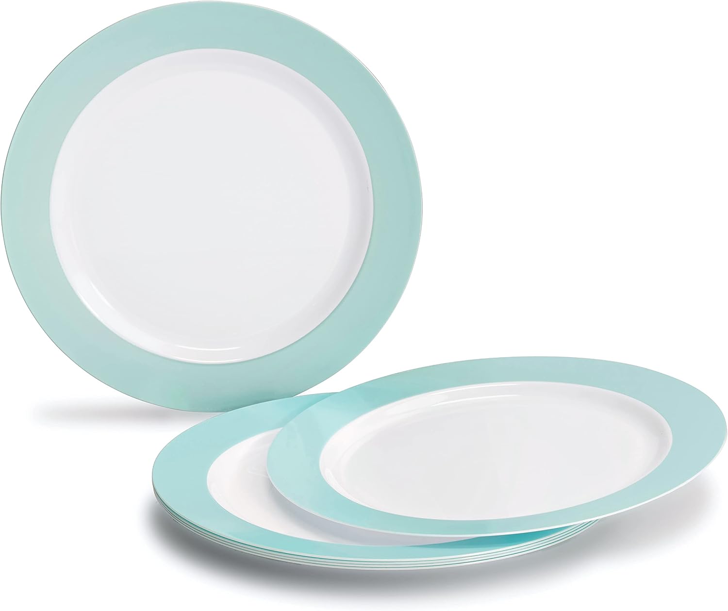 " OCCASIONS " 120 Plates Pack, Disposable Wedding Party Plastic Plates (7.5'' Appetizer/Dessert Plate, Rio in White & Pearled Green)