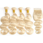 Ombre Human Hair Bundles with Closure 100% Unprocessed Virgin Brazilian Human Hair Body Wave 4 Bundles with 4x4 Lace Closure Free Part (10 10 10 10+10#T1B/4/27)