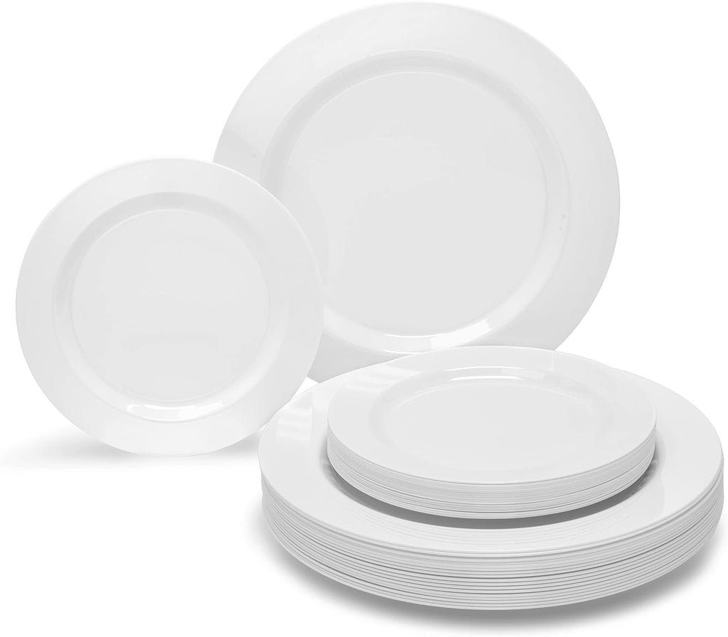 " OCCASIONS " 120 Plates Pack,(60 Guests) Heavyweight Premium Wedding Party Disposable Plastic Plates Set -60 x 10.5'' Dinner + 60 x 7.5'' Salad/Dessert (Plain Clear)