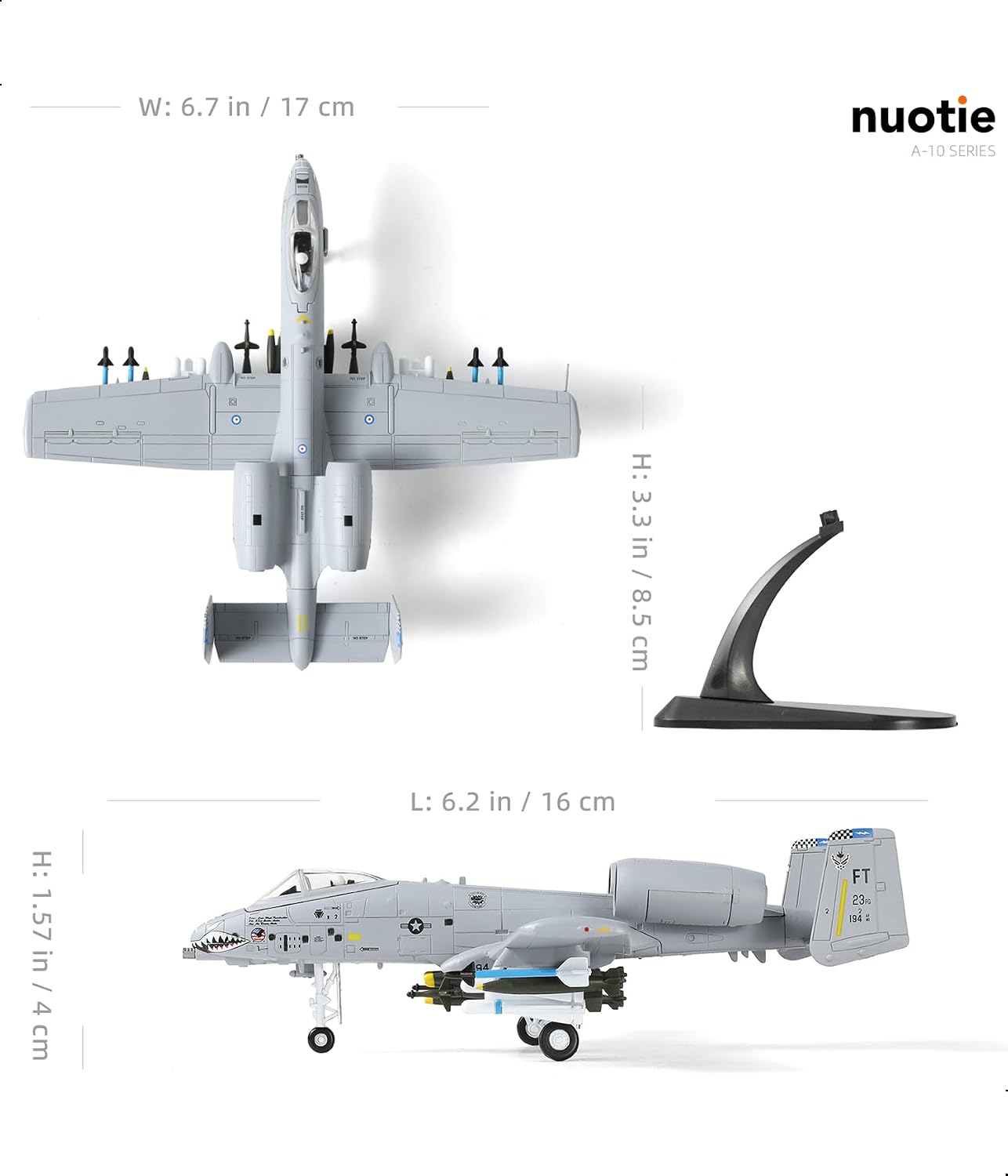1/100 A-10 Thunderbolt II (Warthog) Attack Pre-Build Diecast Metal Aircraft Model Kits VX-23 Replica Military Plane for Display Collection or Gift