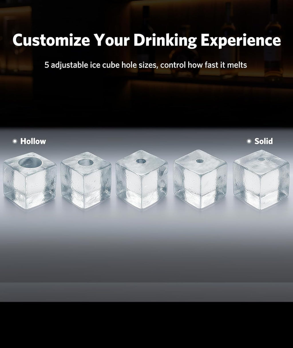 1.6" Crystal Clear Ice Maker Countertop-Produces 9 Clear Cubic Ice per Hour, 24H Timer, Self-Cleaning Countertop Ice Cube Maker with 5 Ice Cube Sizes for Whiskey & Cocktails, ETL Listed