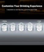 1.6" Crystal Clear Ice Maker Countertop-Produces 9 Clear Cubic Ice per Hour, 24H Timer, Self-Cleaning Countertop Ice Cube Maker with 5 Ice Cube Sizes for Whiskey & Cocktails, ETL Listed