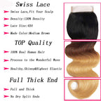 Ombre Human Hair Bundles with Closure 100% Unprocessed Virgin Brazilian Human Hair Body Wave 4 Bundles with 4x4 Lace Closure Free Part (10 10 10 10+10#T1B/4/27)