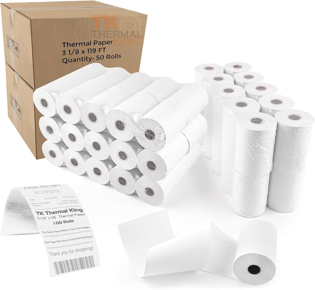 (100 Rolls) 2 1/4" x 50' Thermal Paper, POS Receipt Paper for Retail Business Cash Register, Fits All Credit Card Terminal