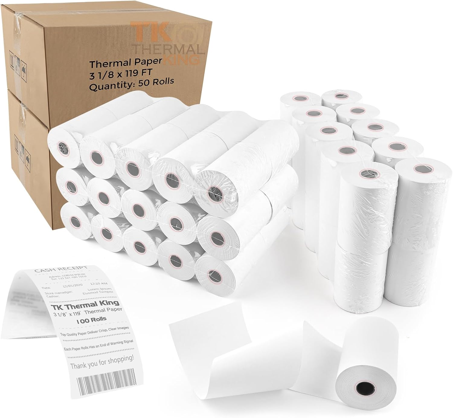 (100 Rolls) 2 1/4" x 50' Thermal Paper, POS Receipt Paper for Retail Business Cash Register, Fits All Credit Card Terminal
