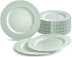 " OCCASIONS " 120 Plates Pack, Extra Heavyweight Disposable Vintage Wedding Party Plastic Plates (11'' Dinner Plate, Chateau in Blue)