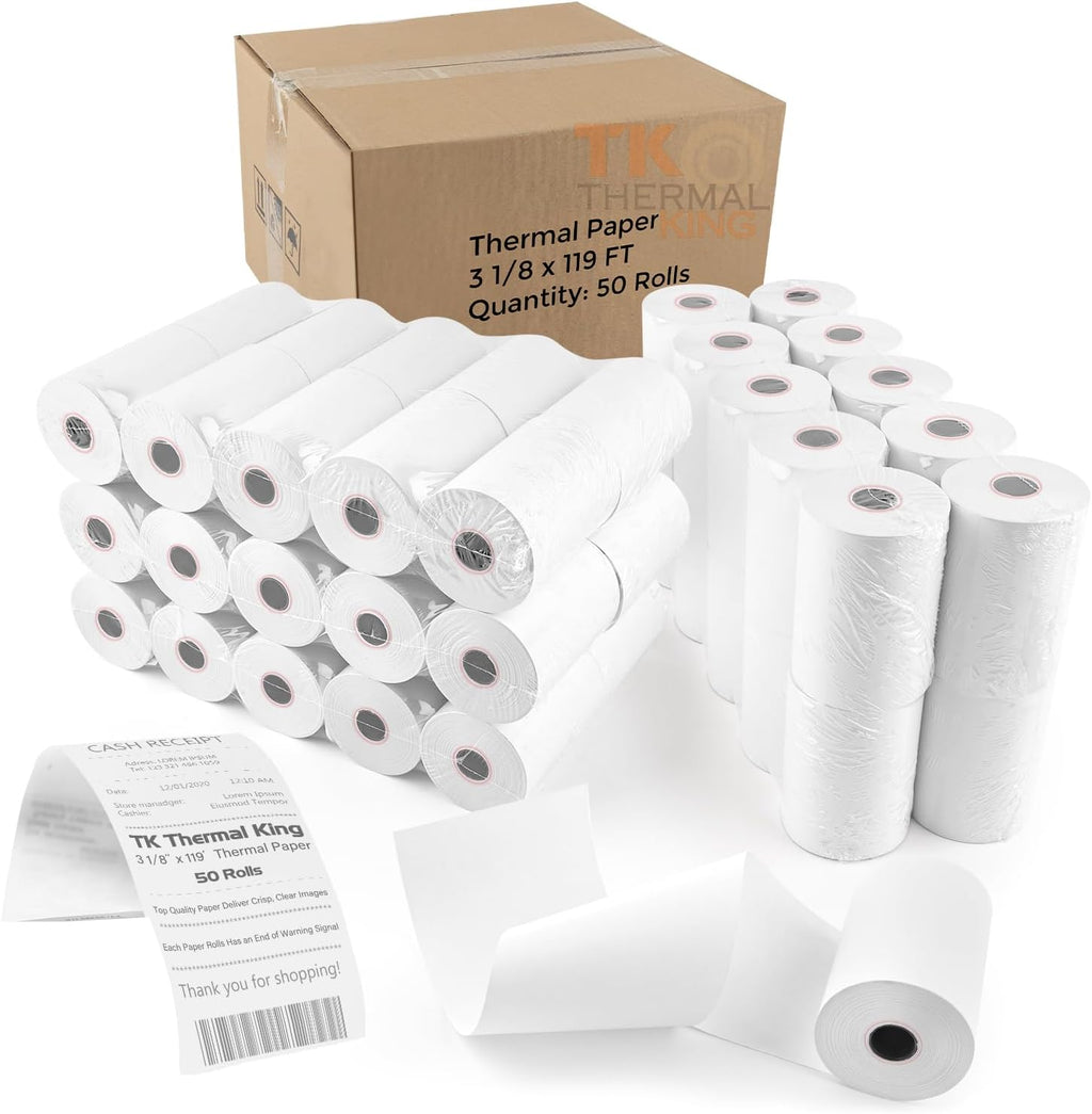 (100 Rolls) 2 1/4" x 50' Thermal Paper, POS Receipt Paper for Retail Business Cash Register, Fits All Credit Card Terminal