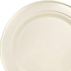 " OCCASIONS " 120 Plates Pack, Heavyweight Premium Disposable Plastic Plates Set 60 x 10.5'' Dinner + 60 x 6.25'' Dessert/Cake Plates (Ivory & Gold Rim)