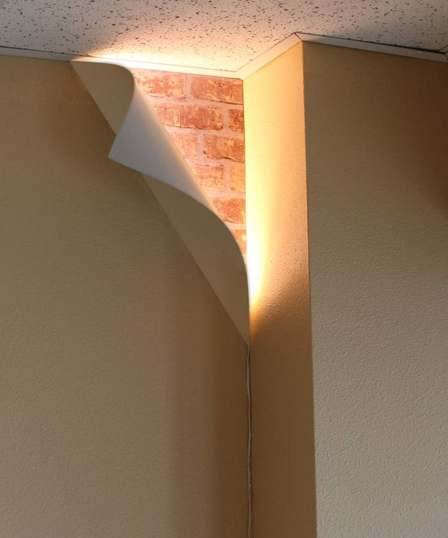 "Big Reveal" LED Corner Light 18" White Curved Metal Main Image