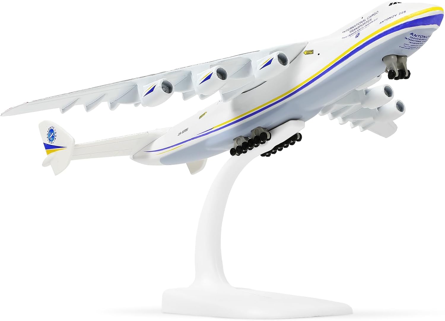 1/400 Scale Antonov-225 Mriya Military Transport Aircraft Miniature Ukrainian Painting Metal Diecast Carrier Airplane Model with Metal Stand for Aviation Enthusiasts Adults Collection or Gift