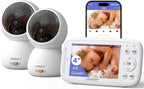 1080P WiFi Baby Monitor with Camera and Audio, Pan-Tilt-Zoom Video Camera, 4'' IPS Screen, HD Night Vision, Motion & Cry Detection, 360° View, Temperature Sensor, Feeding Reminder, Lullabies