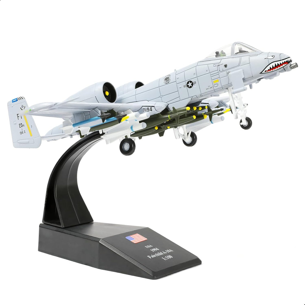 1/100 A-10 Thunderbolt II (Warthog) Attack Pre-Build Diecast Metal Aircraft Model Kits VX-23 Replica Military Plane for Display Collection or Gift