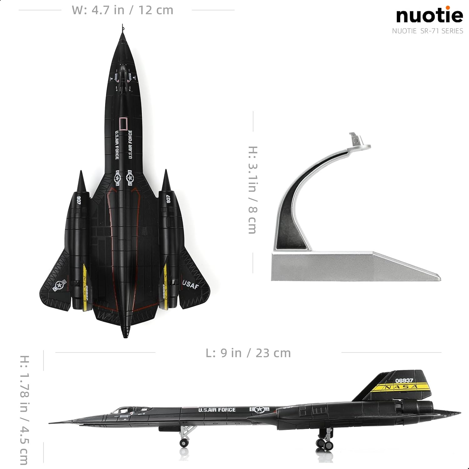 1/144 SR-71 Blackbird Diecast Metal Aircraft Model Kit Pre-Build Replica Military for Display Collection or Gift
