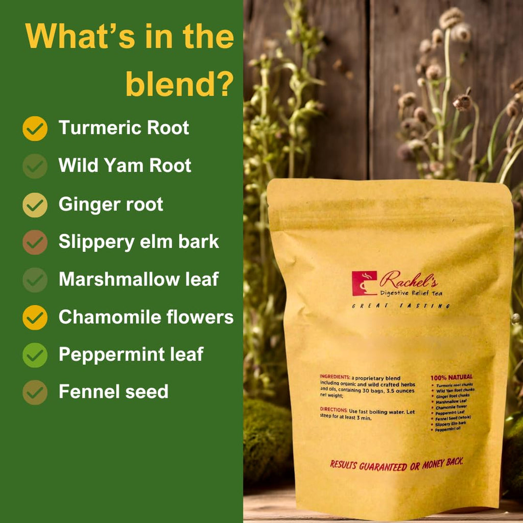 (60 Bags/120 Cups) Rachel’s Tea: Turmeric, Wild Yam, Ginger, Marshmallow, Chamomile, Peppermint, Fennel Slippery Elm
