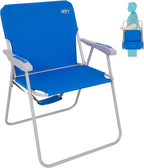 #WEJOY Folding Beach Chair for Adults, Lightweight Beach Chair with Shoulder Straps, High Back Camping Chairs with Hard Armrest, Supports 300lbs for Outdoor Lawn Concert