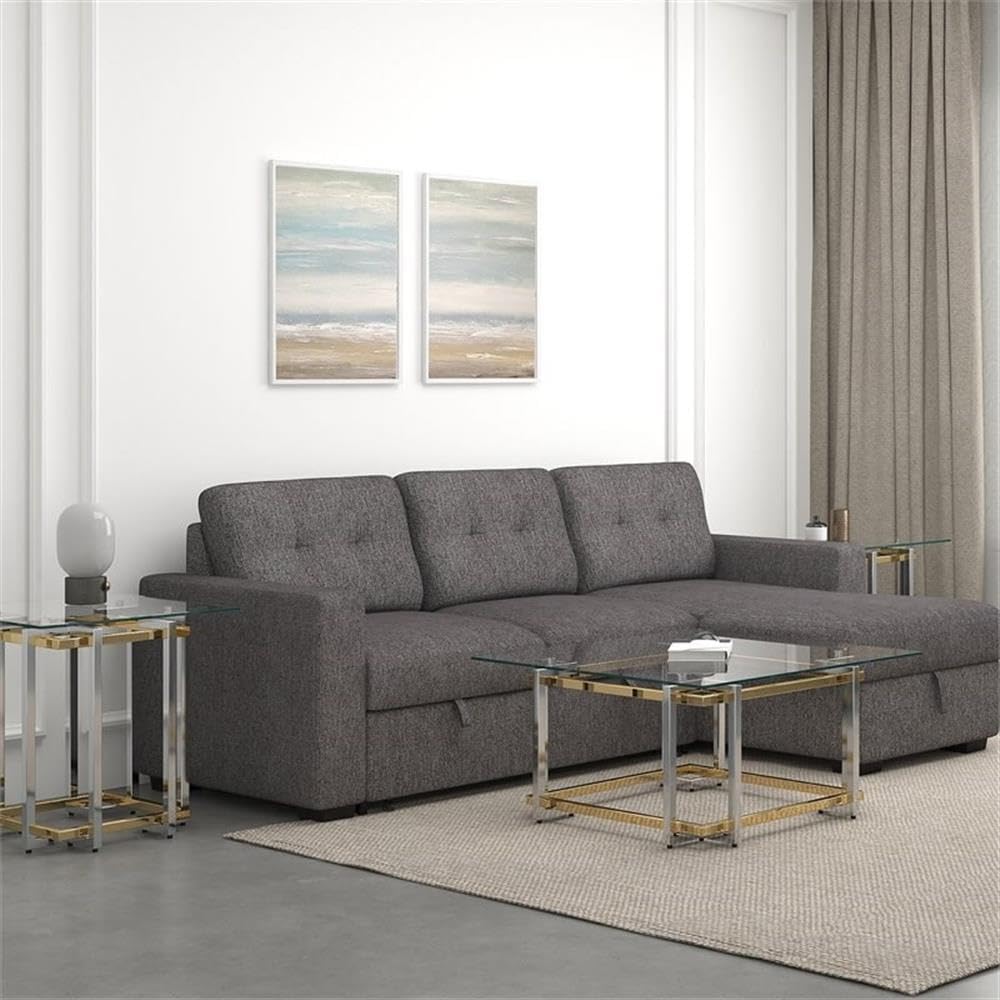 !nspire Contemporary Square Glass & Metal Coffee Table in Silver & Gold