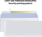 #10 Envelopes Letter Size Self Seal | 1,000 Business Mailing Security Peel and Sealing Envelope | 100% Tinted | no 10 White Windowless Legal Regular Plain Envelops Pack | 4-1/8 x 9-1/2 Inches | 24 LB