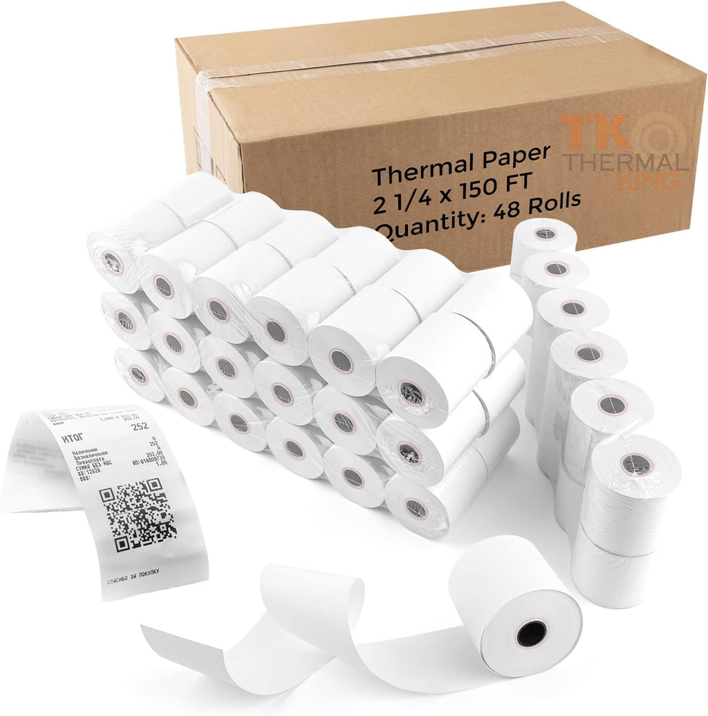 (100 Rolls) 2 1/4" x 50' Thermal Paper, POS Receipt Paper for Retail Business Cash Register, Fits All Credit Card Terminal