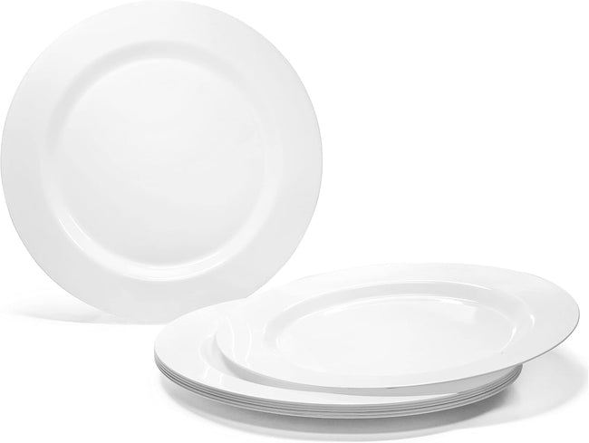 " OCCASIONS " 120 plates Pack 60 Guest Wedding Party Disposable Plastic Plates Set - 60 x 9'' Luncheon + 60 x 6.25'' Dessert plates - (Plain White) Main Image