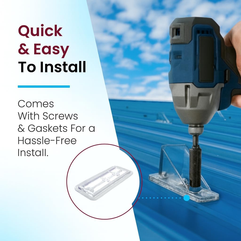 10 Pack Snow Guards for Metal Roofs – with Perfect Seal Gaskets & Screws – Heavy-Duty Polycarbonate Roof Snow Stops Prevent Sliding Snow & Ice | Made in USA