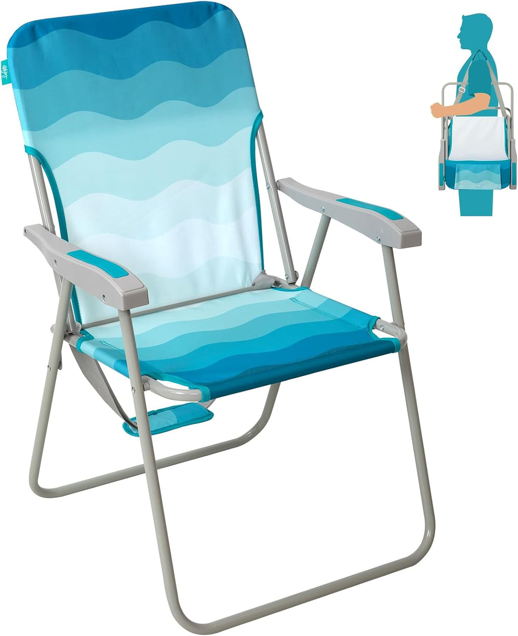 #WEJOY Folding Beach Chair for Adults, Lightweight Beach Chair with Shoulder Straps, High Back Camping Chairs with Hard Armrest, Supports 300lbs for Outdoor Lawn Concert