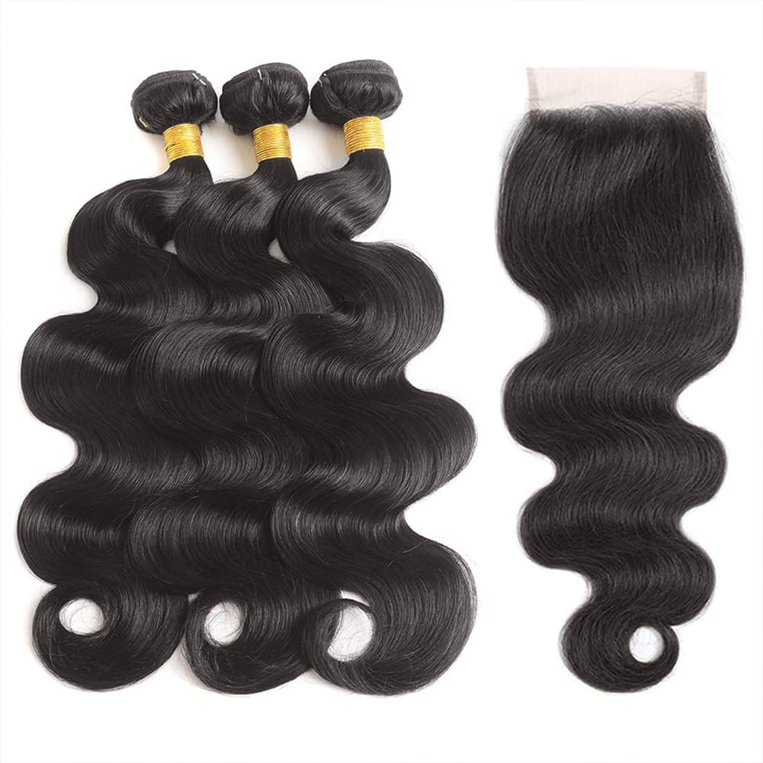Ombre Human Hair Bundles with Closure 100% Unprocessed Virgin Brazilian Human Hair Body Wave 4 Bundles with 4x4 Lace Closure Free Part (10 10 10 10+10#T1B/4/27)