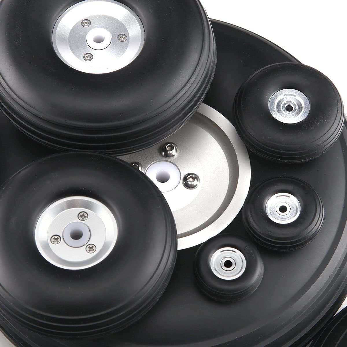 1 Pairs PU Wheels W/Aluminum Core Alloy Hub 1Inch/1.25/1.5/1.75/2/2.25/2.5/2.75/3/3.25/3.5/3.75/4/4.5/5"; for RC Airplane Model(95mm 3.75inch)