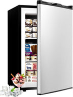 1.1 Cu.ft Mini Freezer - Compact Upright Freezer with 7 Adjustable Thermostat, Removable Shelf, Reversible Single Door, 360°Uniform Cooling Small freezer for Home Office Kitchen Dorm, Silver