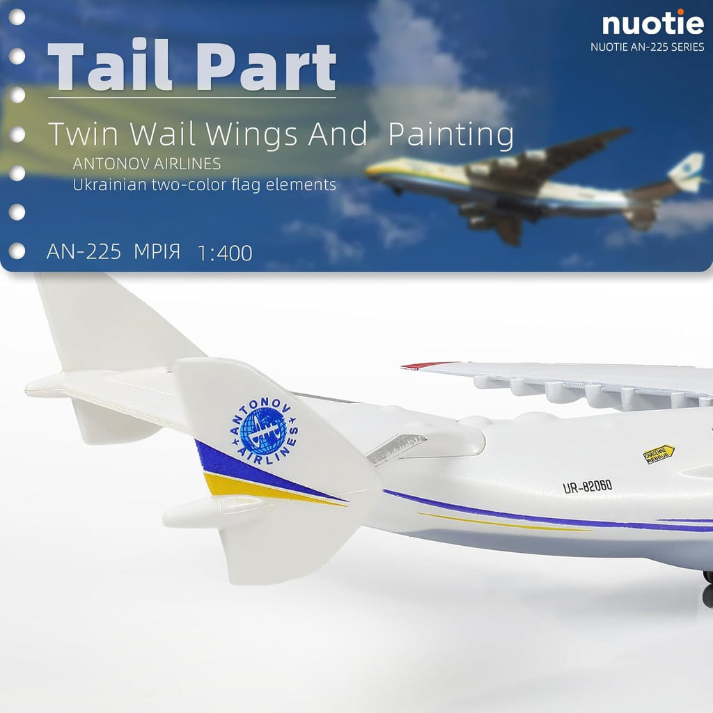 1/400 Scale Antonov-225 Mriya Military Transport Aircraft Miniature Ukrainian Painting Metal Diecast Carrier Airplane Model with Metal Stand for Aviation Enthusiasts Adults Collection or Gift