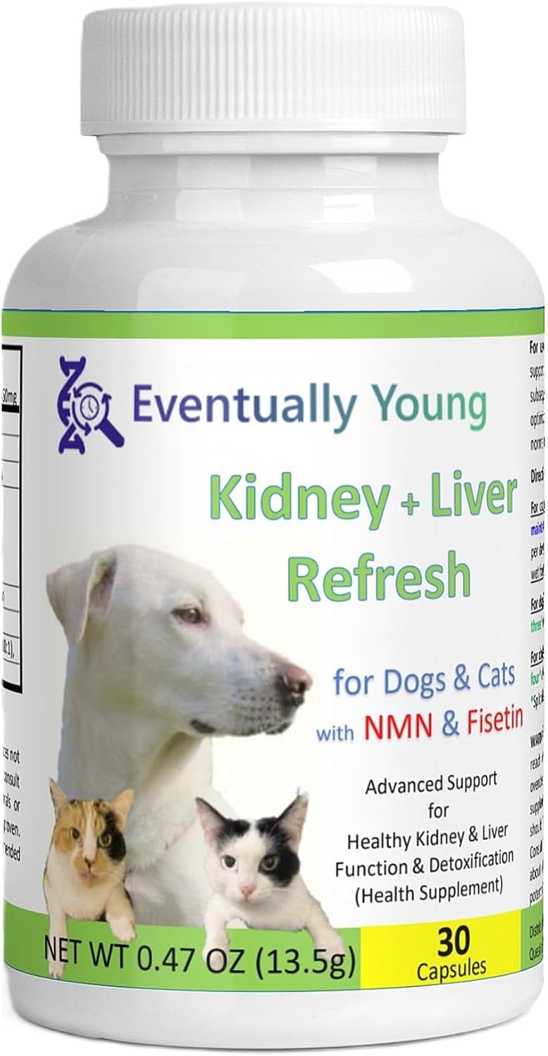 12-in-1 CKD Kidney Support Restore 4 Cats & Dogs: Super Phosphate Binder w/NMN, Fisetin, Antioxidants, Pre & Probiotic 4 Healthy Kidney & Liver Functions (60 Caps)