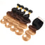 Ombre Human Hair Bundles with Closure 100% Unprocessed Virgin Brazilian Human Hair Body Wave 4 Bundles with 4x4 Lace Closure Free Part (10 10 10 10+10#T1B/4/27)