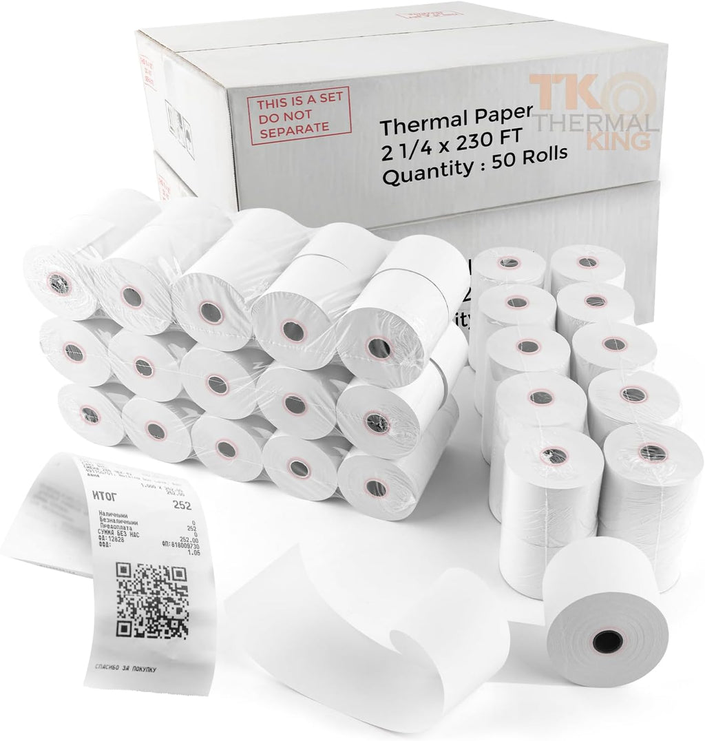 (100 Rolls) 2 1/4" x 50' Thermal Paper, POS Receipt Paper for Retail Business Cash Register, Fits All Credit Card Terminal