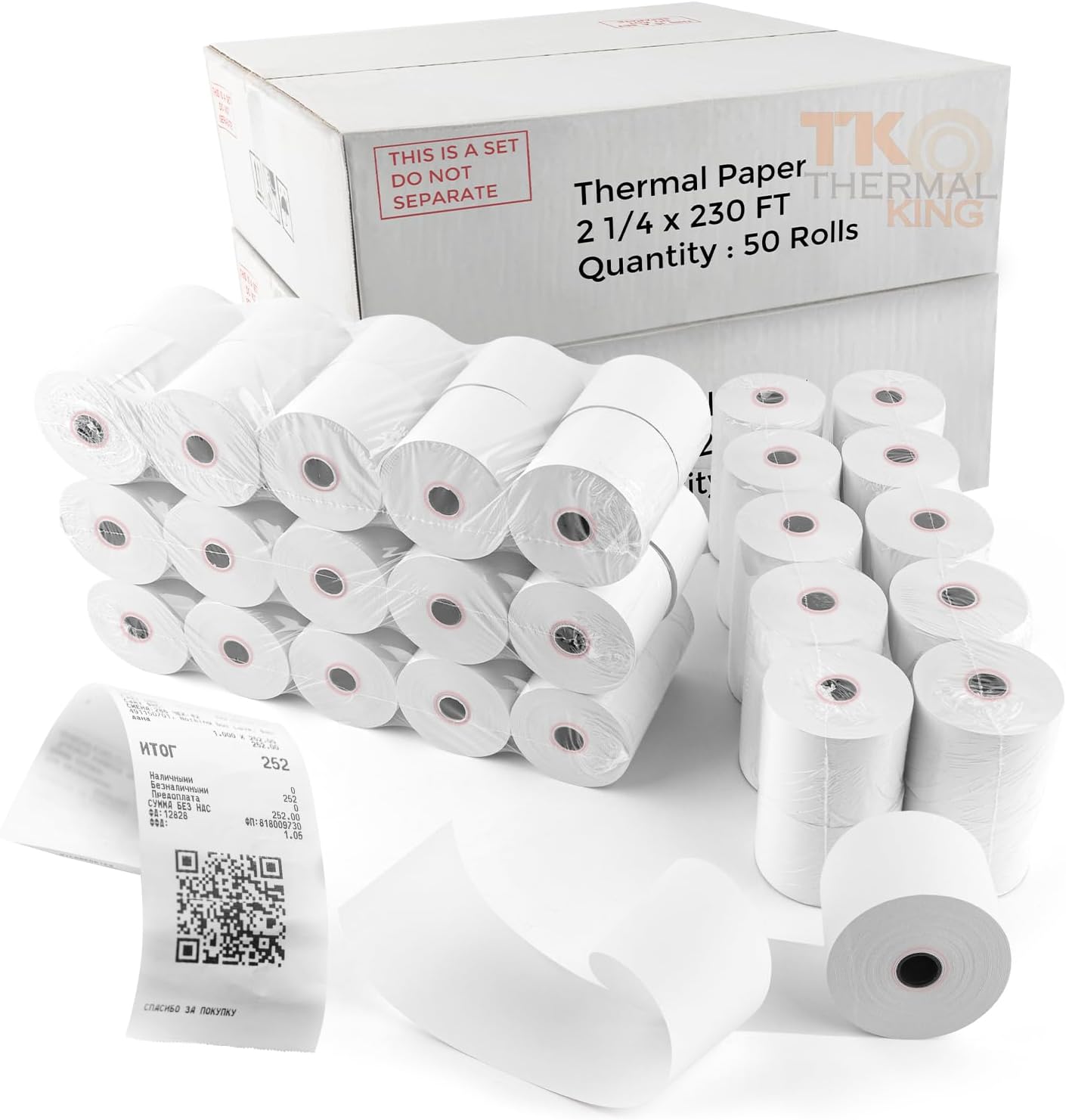 (100 Rolls) 2 1/4" x 50' Thermal Paper, POS Receipt Paper for Retail Business Cash Register, Fits All Credit Card Terminal