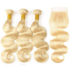Ombre Human Hair Bundles with Closure 100% Unprocessed Virgin Brazilian Human Hair Body Wave 4 Bundles with 4x4 Lace Closure Free Part (10 10 10 10+10#T1B/4/27)