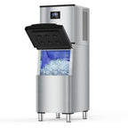 100LBS/24H High Output - Commercial Ice Maker with 20LBS Storage Bin - Dual Water Inlets, 36 Ice Cubes/Cycle, 15" Compact Undercounter/Freestanding Design - Self-Cleaning for Home Bars, Outdoor