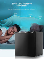 1.1 Cu.Ft Mini Freezer with Reversible Door, Ultra Quiet (43dB) Safe for Bedroom & Dorm, Countertop Size with Adjustable Temperature Control, Removable Shelf