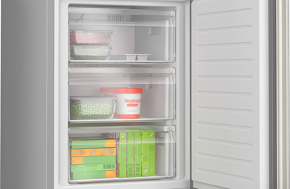 Bosch - 500 Series 12.8 Cu. Ft Bottom-Freezer Counter-Depth Smart Refrigerator - Stainless Steel