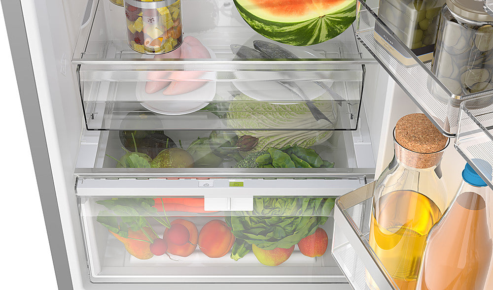 Bosch - 500 Series 12.8 Cu. Ft Bottom-Freezer Counter-Depth Smart Refrigerator - Stainless Steel