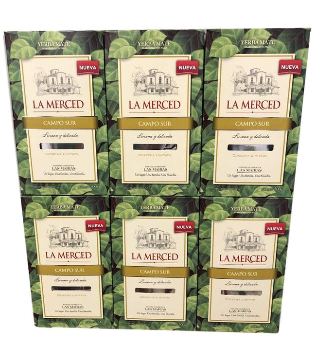 (6 PACK) Yerba Mate La Merced "Campo Sur" 1.1Lb. 500gr. each. W/stems. Hover Image