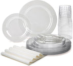 " OCCASIONS " 120 Plates Pack,(60 Guests) Heavyweight Premium Wedding Party Disposable Plastic Plates Set -60 x 10.5'' Dinner + 60 x 7.5'' Salad/Dessert (Plain Clear)