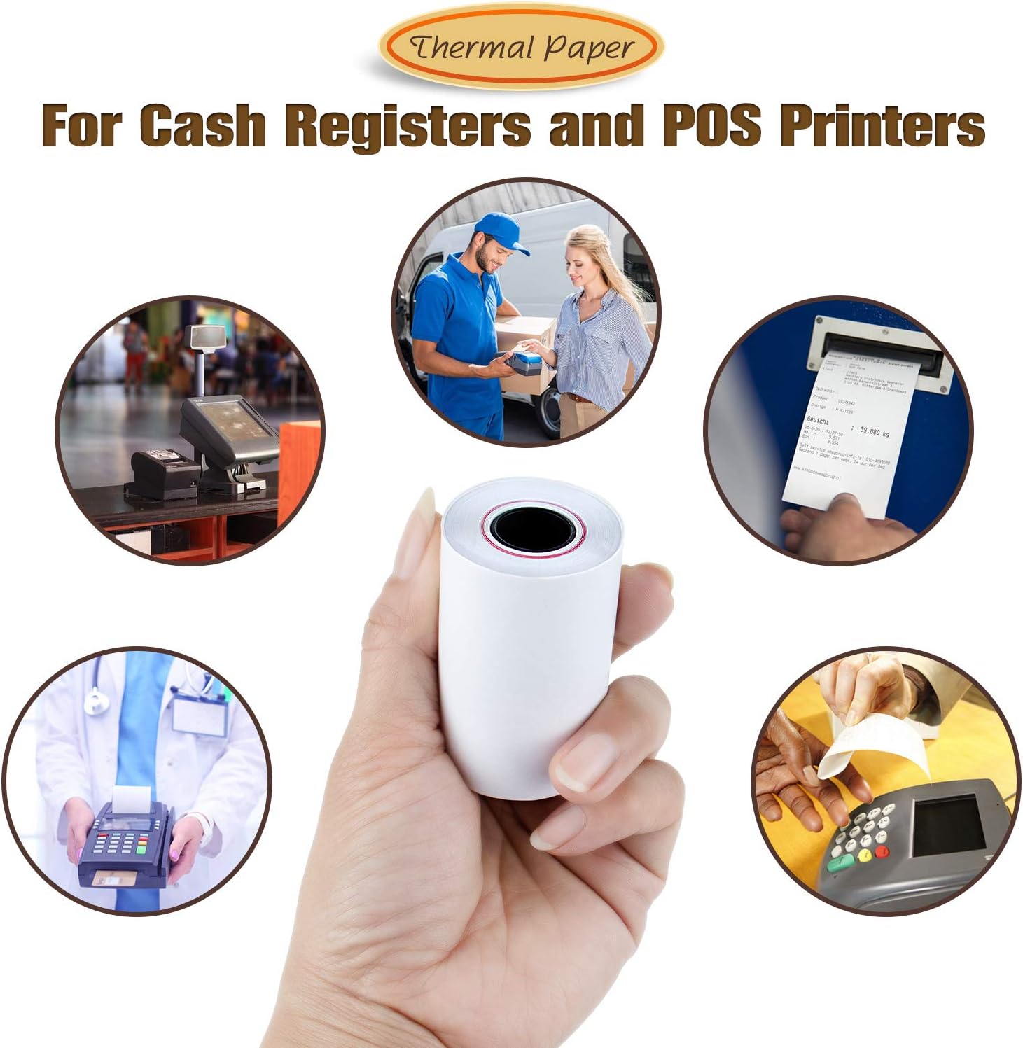 (100 Rolls) 2 1/4" x 50' Thermal Paper, POS Receipt Paper for Retail Business Cash Register, Fits All Credit Card Terminal