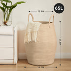 105L Extra Large Laundry Hamper Basket by Fiona's magic, Woven Tall Clothes Hamper for Storage Blanket, Toys and Dirty Cothes in Bedroom and Living Room Organizer, Brown & Black