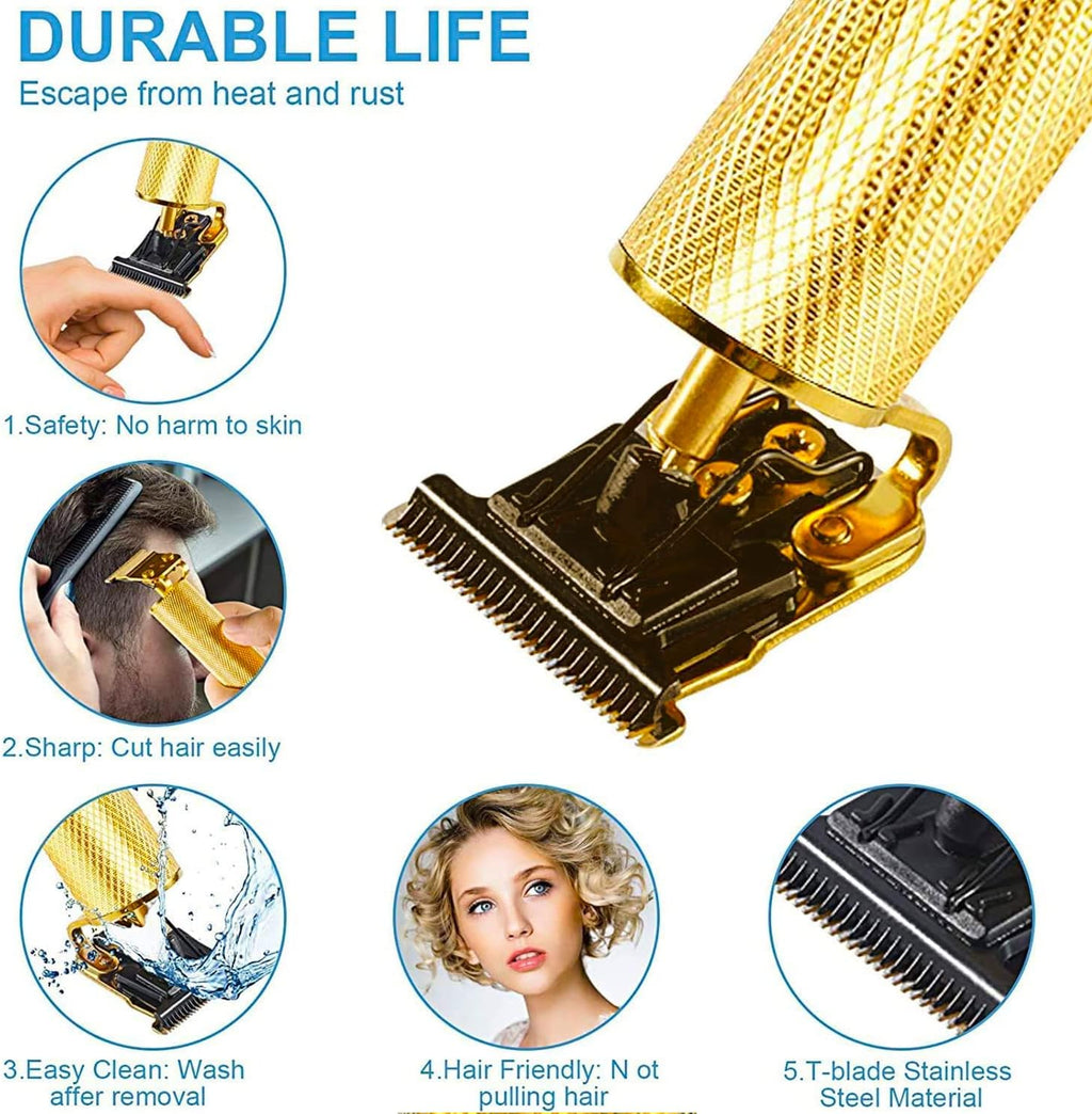 for Mens Cordless   T-Blade Trimmer Professional Haircut & Grooming Kit Rechargeable Clippers Hair Trimmer Shaver Cutting Kit with LCD Display (Gold)