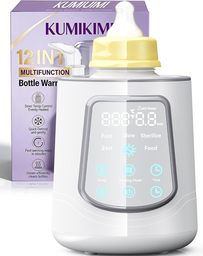 12 in 1 Fast Baby Bottle Warmer with Even Heating No Hot Spots, Night Mode, Sterili-zing, Constant Temp Milk Warmer for Breastmilk & Formula, Fits All Bottles Grey Hover Image