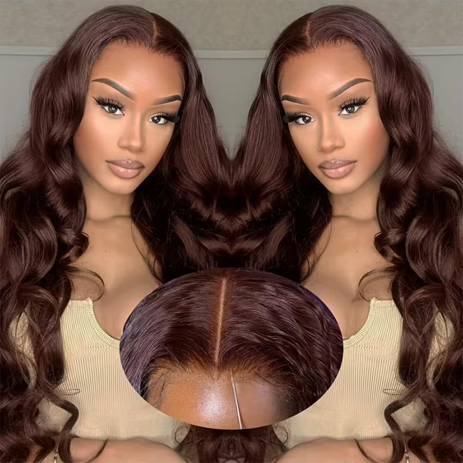 Blended Hair 28 Inch Highlight Ombre Lace Front Wig Wear and Go Glueless Wig 1B/30 Body Wave Wig Bio-Hybrid Memory Core™ Premium Fiber/Human Hair 220% Density