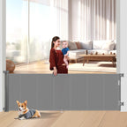 120 inch Retractable Baby Gates 34 inch Tall, Retractable Gate with Reinforced Strip Design to Prevent Crawling Through, 10 FT Extra Wide Retractable Dog Gate for Indoor/Outdoor