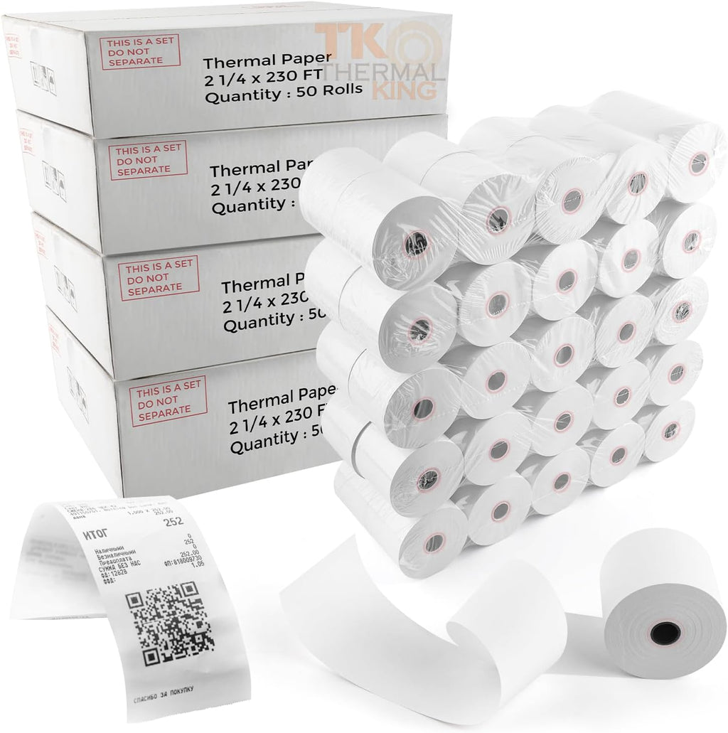 (100 Rolls) 2 1/4" x 50' Thermal Paper, POS Receipt Paper for Retail Business Cash Register, Fits All Credit Card Terminal