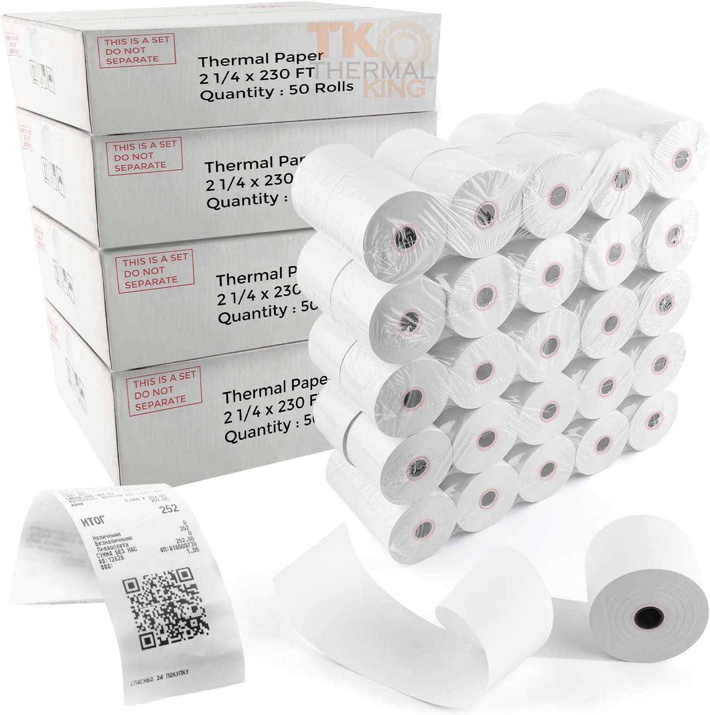 (100 Rolls) 2 1/4" x 50' Thermal Paper, POS Receipt Paper for Retail Business Cash Register, Fits All Credit Card Terminal