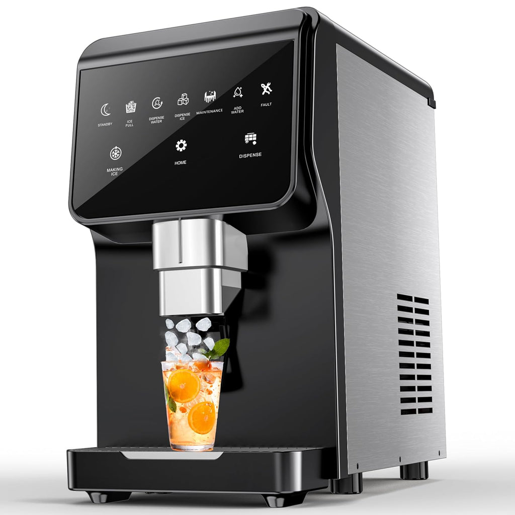 100LBS/24H High Output - Commercial Ice Maker with 20LBS Storage Bin - Dual Water Inlets, 36 Ice Cubes/Cycle, 15" Compact Undercounter/Freestanding Design - Self-Cleaning for Home Bars, Outdoor